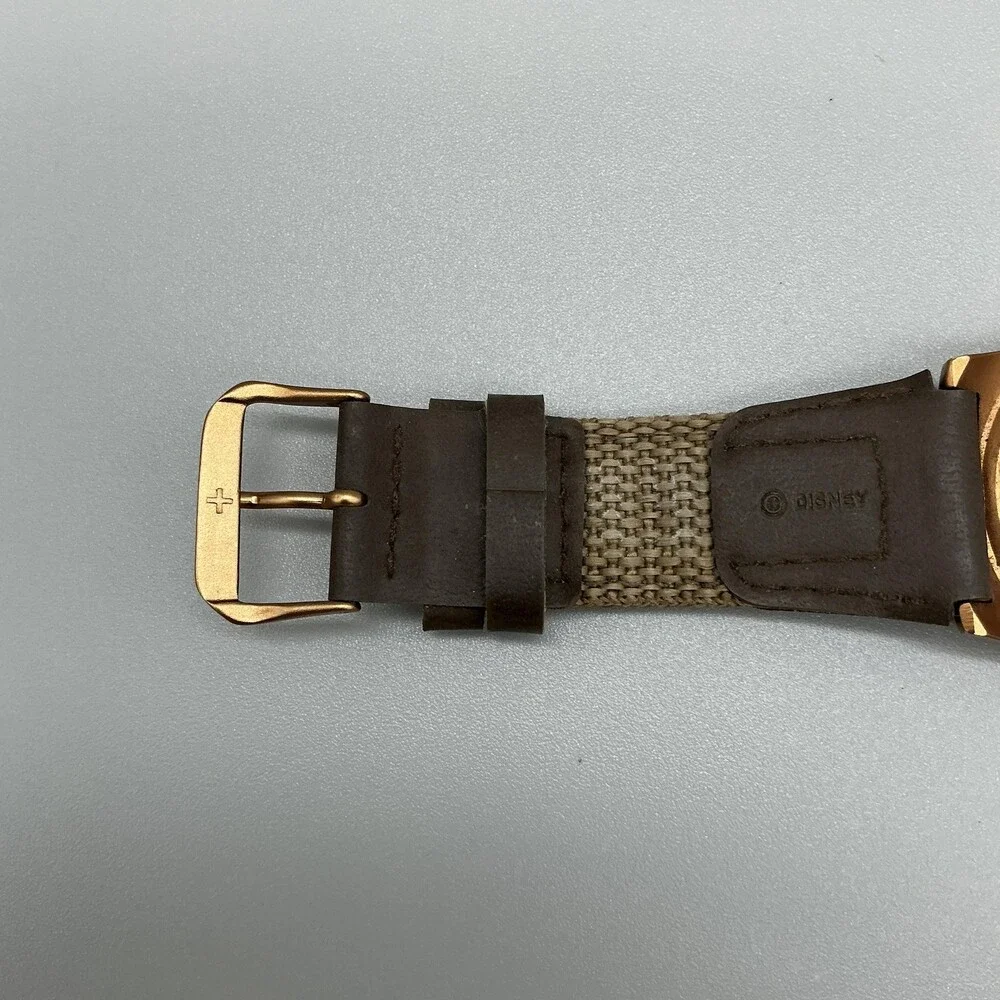 Disney Parks Mickey Mouse Mens Watch 38mm Bronze Dial Canvas Strap New Battery